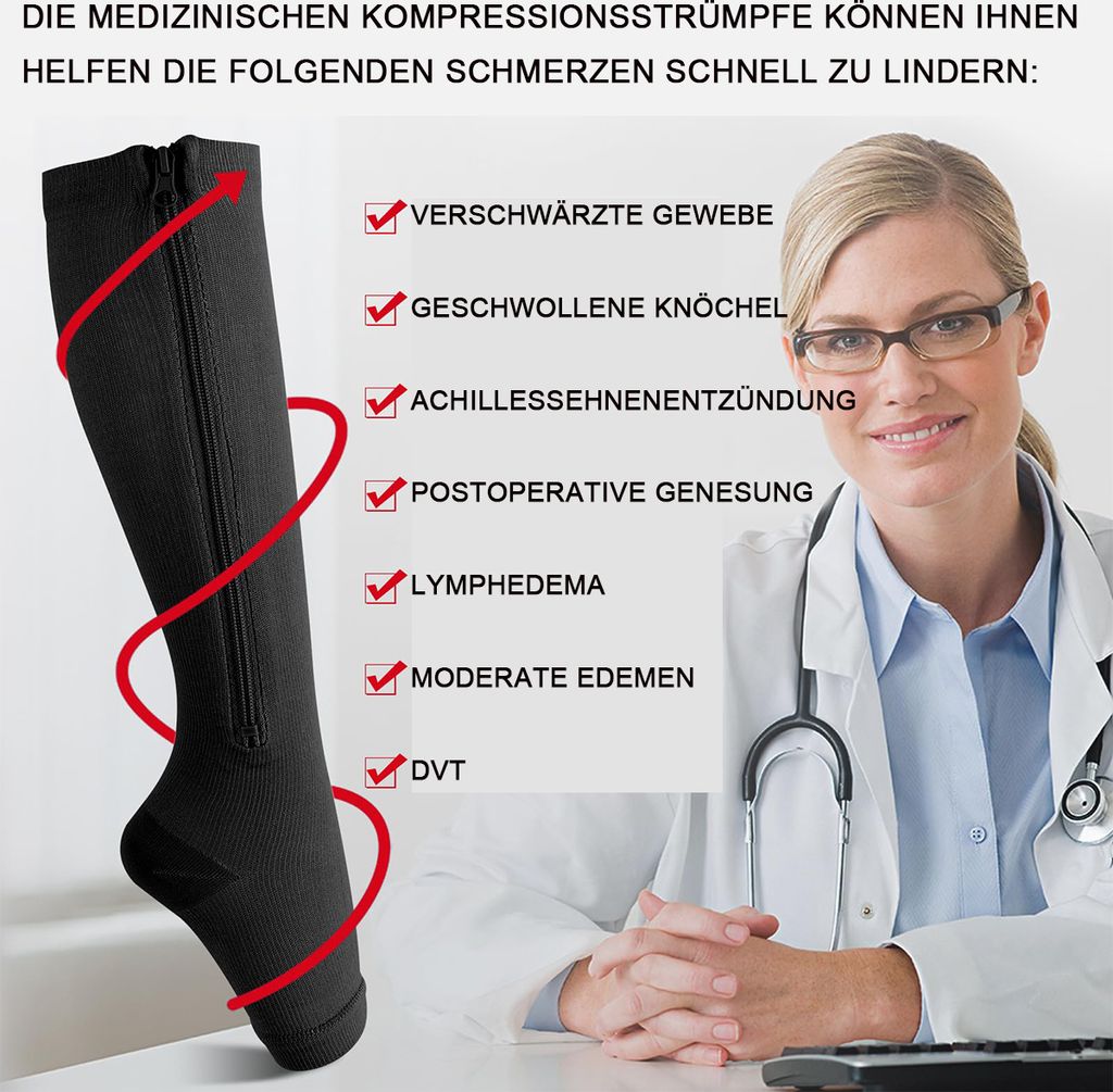 zipper kompressionssocken für Damen und Herren Produktbild 5