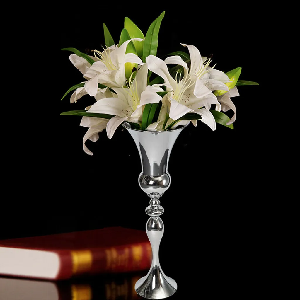 Décoration de mariage : Vase de fleurs argenté 74cm pour réception - 9