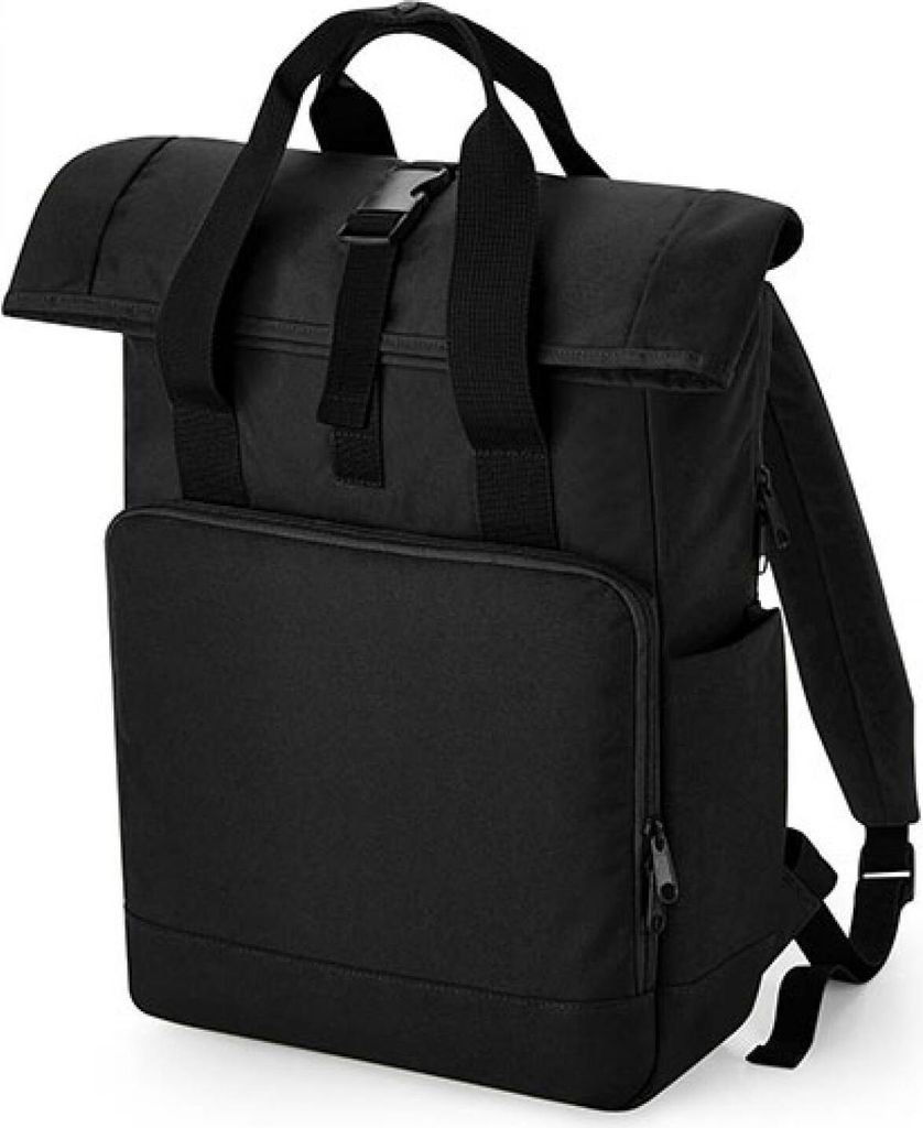 BagBase BG118L | Recycled Twin Handle Roll-Top Laptop Backpack - Farbe: Black - Größe: 30 x 44 x 14 cm