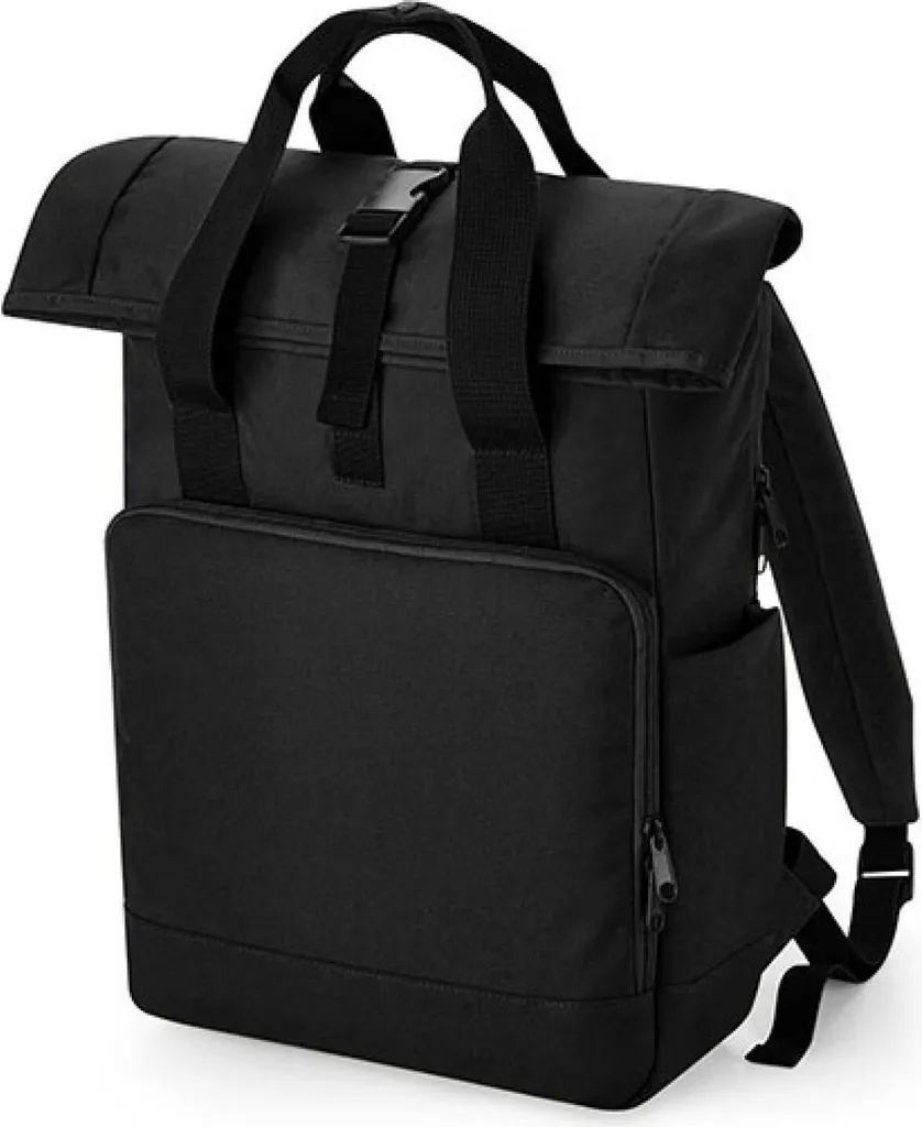 BagBase BG118L | Zaino per laptop con doppia maniglia riciclata - Colore: nero - Dimensioni: 30 x 44 x 14 cm