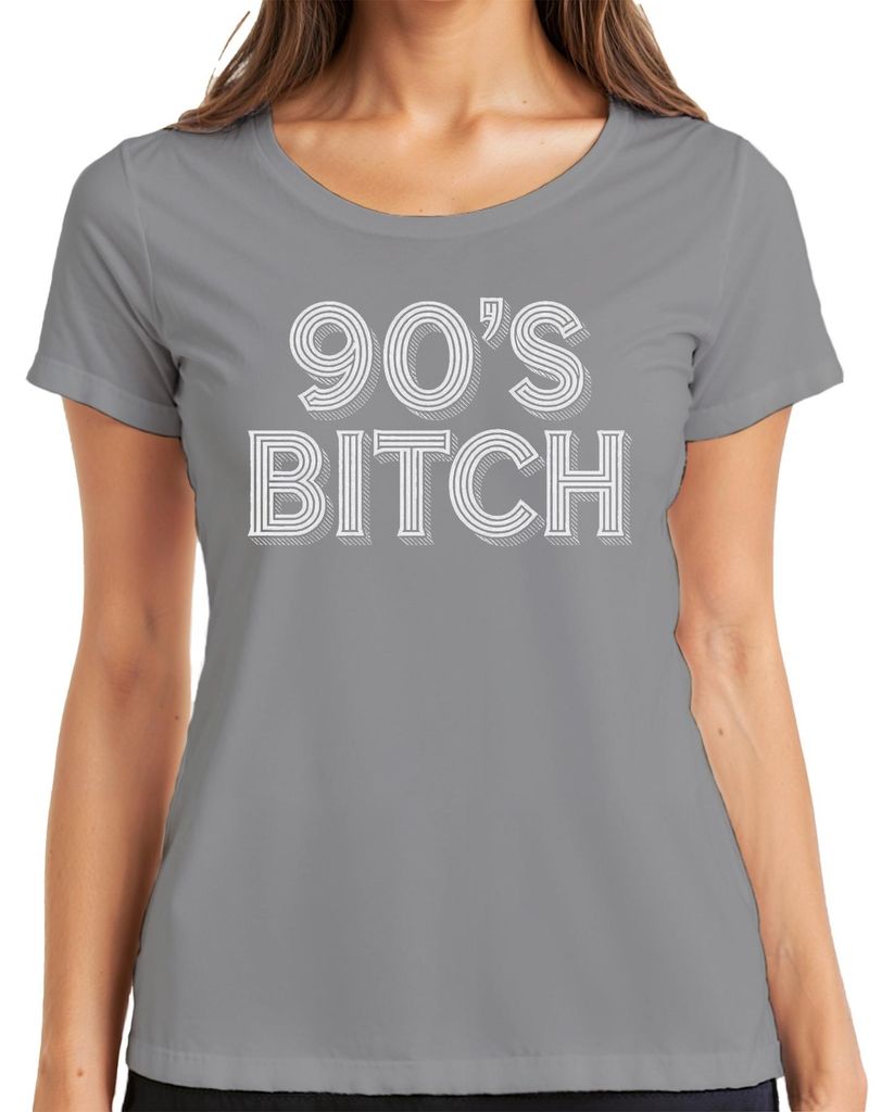 90's Bitch 90er Retro Nostalgie Geschenk 90s Vintage Geburtstag Damen T-Shirt, Grau, 3XL