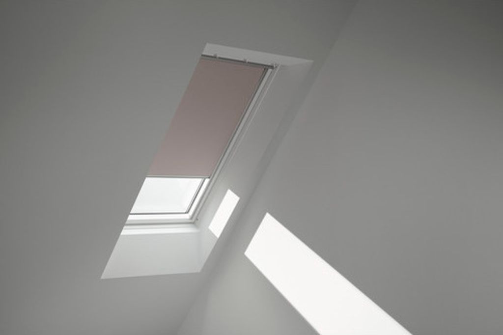 VELUX Verdunkelungsrollo uni hell-taupe manuell Rahmen weiß DKL CK04 4580SWL