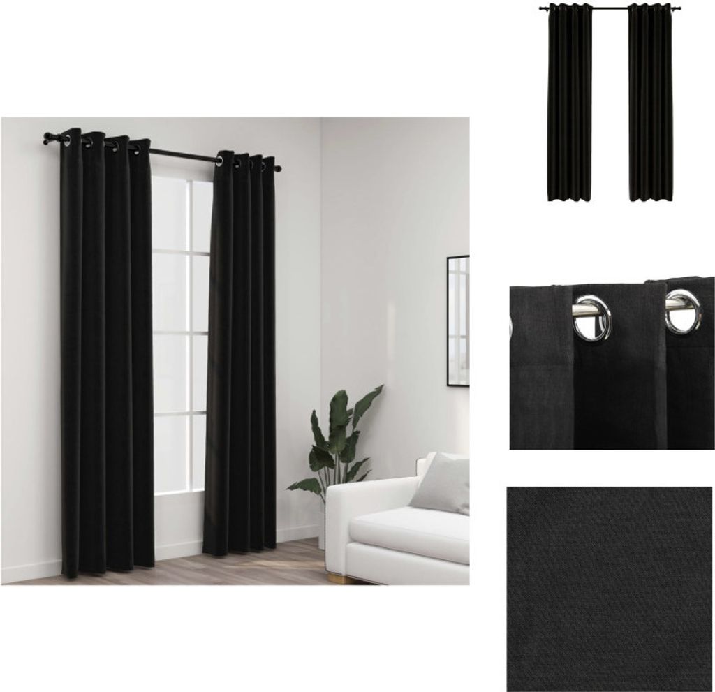 vidaXL Verdunkelungsvorhänge Leinenoptik 2 Stk. Anthrazit 140x225 cm - Vorhänge & Gardinen