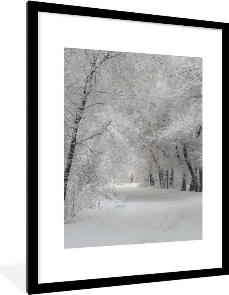 MuchoWow Gerahmtes Poster Bäume - Schnee - Winter 60x80 cm - Poster mit Schwarzem Bilderrahmen Wandposter Rahmen Foto Bilder - Wohnzimmer - Deko...