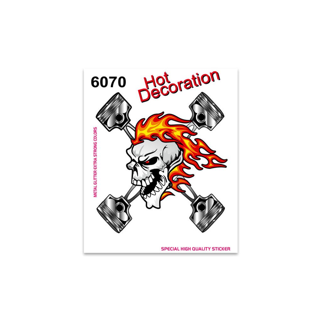 Sticker Totenkopf Flammenkolben 10x12cm
