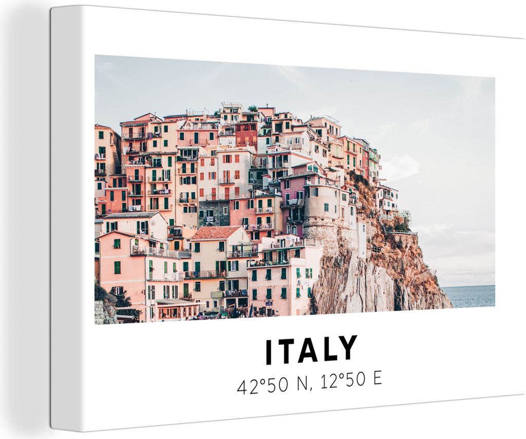 OneMillionCanvasses - Leinwandbilder - 140x90 cm, Cinque Terre - Italien - Amalfi - Meer, Wandbilder Kunstdruck Wanddekoration - Foto auf Leinwan...