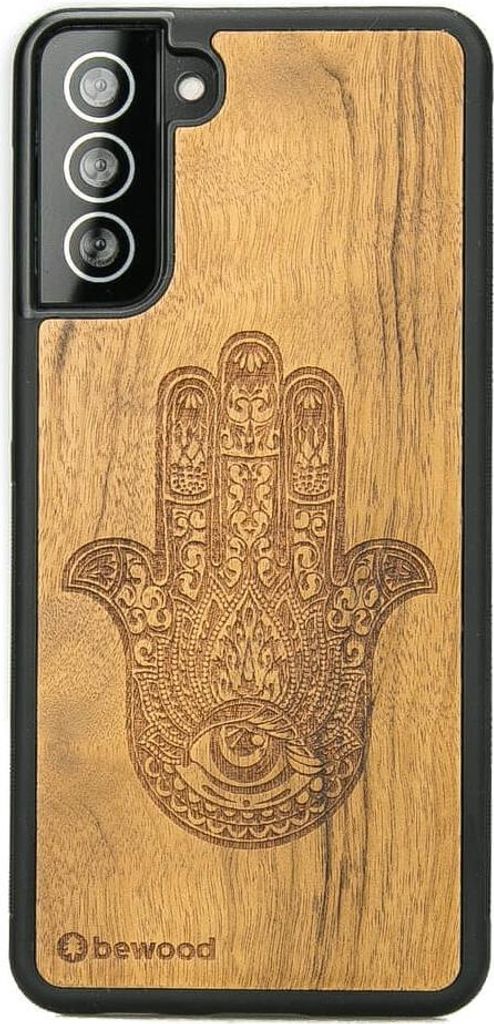 Holzhülle für Samsung Galaxy S21 FE HAMSA IMBUIA