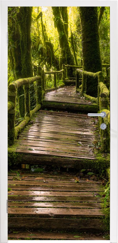 MuchoWow Türtapete Selbstklebende Türfolie Schöner Regenwald und Dschungel 90x215 cm Türposter Türaufkleber Klebefolie Türklebefolie - Plak...