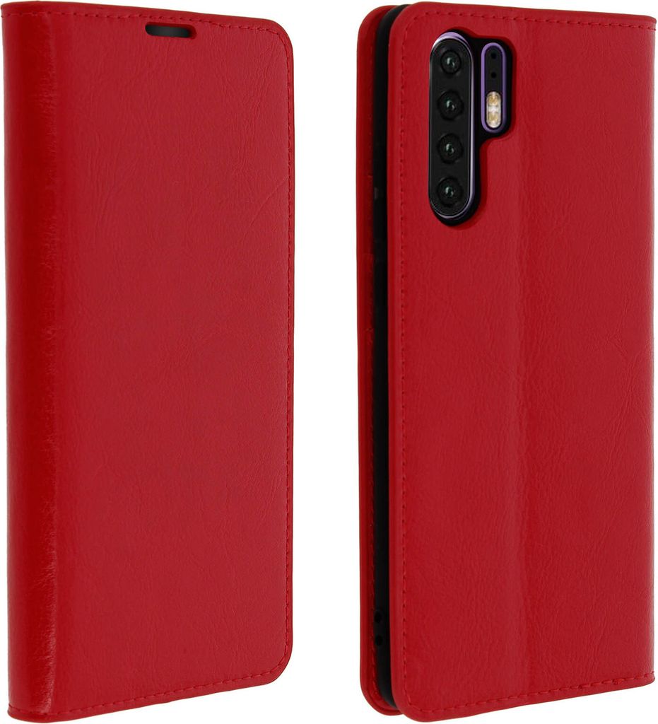 Business Leder Cover, Schutzhülle mit Geldbörse für Huawei P30 Pro – Rot