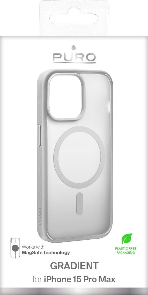 Puro Gradient MagSafe Silikonhülle für iPhone 15 Pro Max - Silber