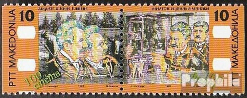 Briefmarken Makedonien 1995 Mi 51-52 Paar (kompl.Ausg.) postfrisch 100 Jahre Kino