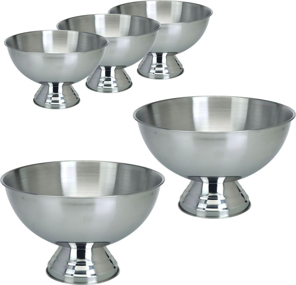 Sektkühler Edelstahl Champagnerschale Kühler Champagnerwanne - Wein Schale Getränkekühler Getränkewanne 40 cm silber, Menge:5 Stück