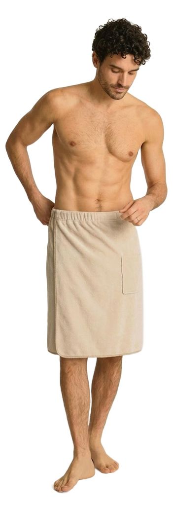Kilt-Badetuch Für Herren Für Die Sauna, Schnelltrocknend, L/Xl, Spa, Schwimmbad, Beige