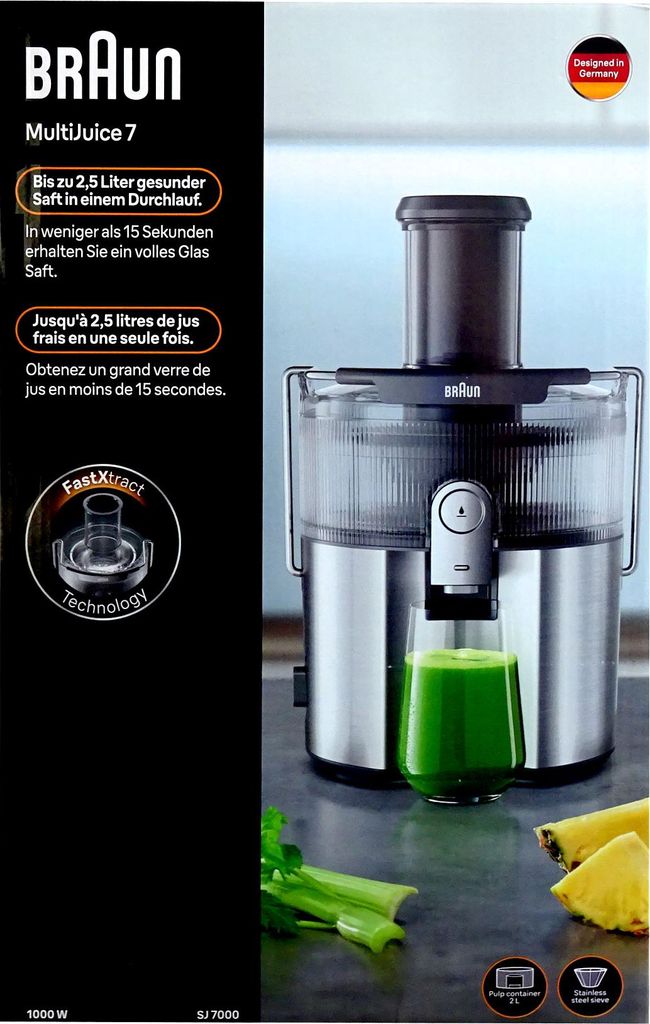 Braun MultiJuice 7 SJ700: Effizienter Zentrifugalentsafter mit ColdXtract-Techno