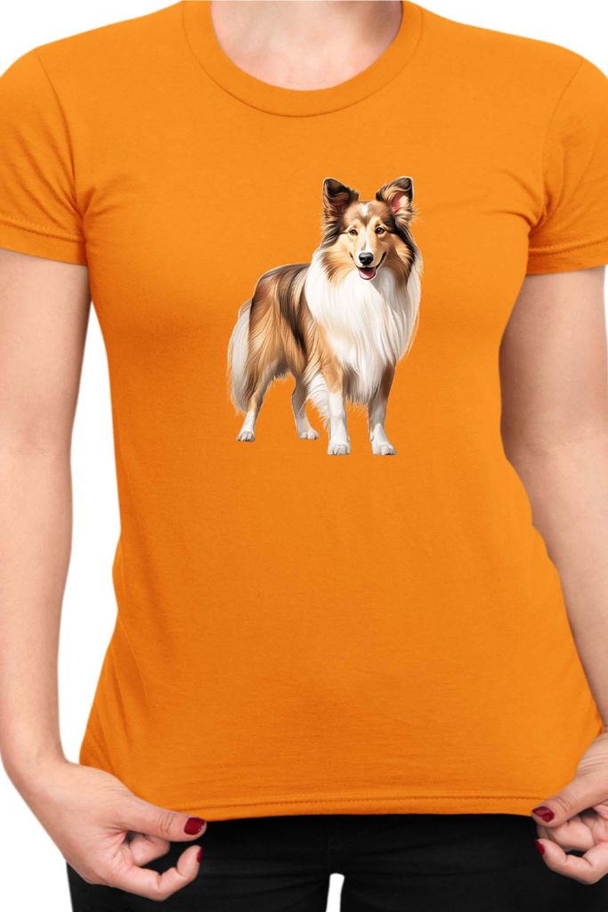 Damen T-Shirt Dogs Breeds Australian Shepherd Dog Breed 006, Lady L / Orange