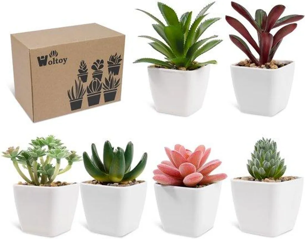 Mini plantes vertes artificielles en pot pour salon et bureau (6 pièces)