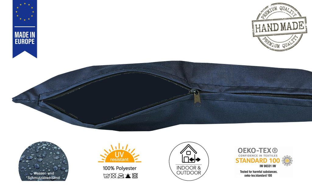 JACK 2er Set 30x50cm Outdoor Kissenhülle Bezug Kissen Hülle Lounge Garten Einfarbig, Farbe:Marine