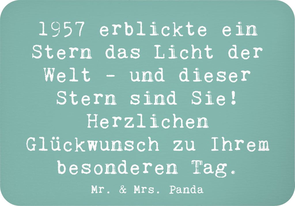 Mr. & Mrs. Panda magnet Spruch 1957 Geburtstag Stern - Meeresbrise - Geschenk, Geburtstagsgeschenk, Licht der Welt, Glückwunsch, haftmagnet, Jahrg...