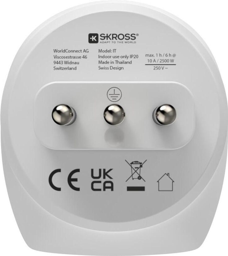 Reiseadapter Typ L, 3-polig, für Italien (00223481)