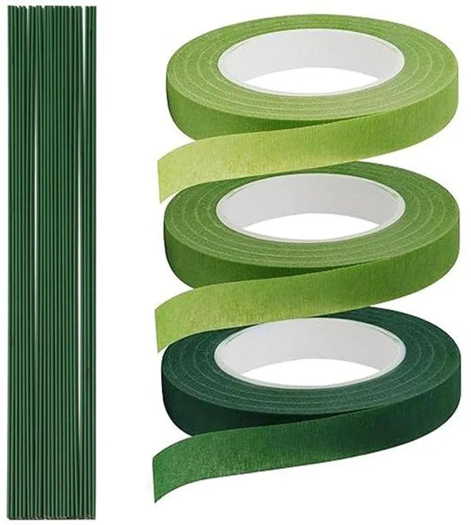 Ruban floral vert 27m autocollant pour fixer les tiges sans glisser
