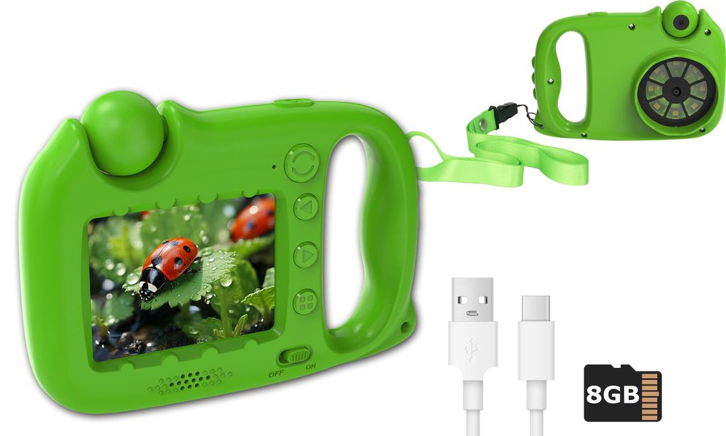 Kinder Mikroskop Kamera 48MP Digitalkamera 100x Vergrößerung Lernspielzeug Spielefunktion USB C grün