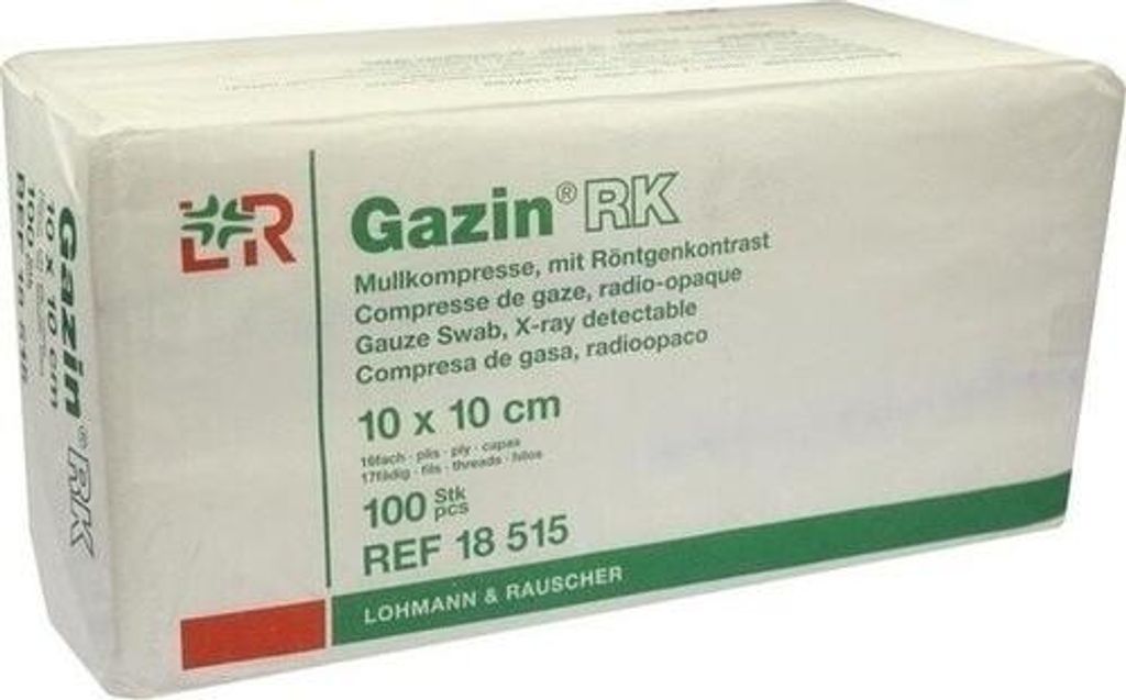 Gazin Kompressen unsteril mit RK 10x10cm, 100 St KOM