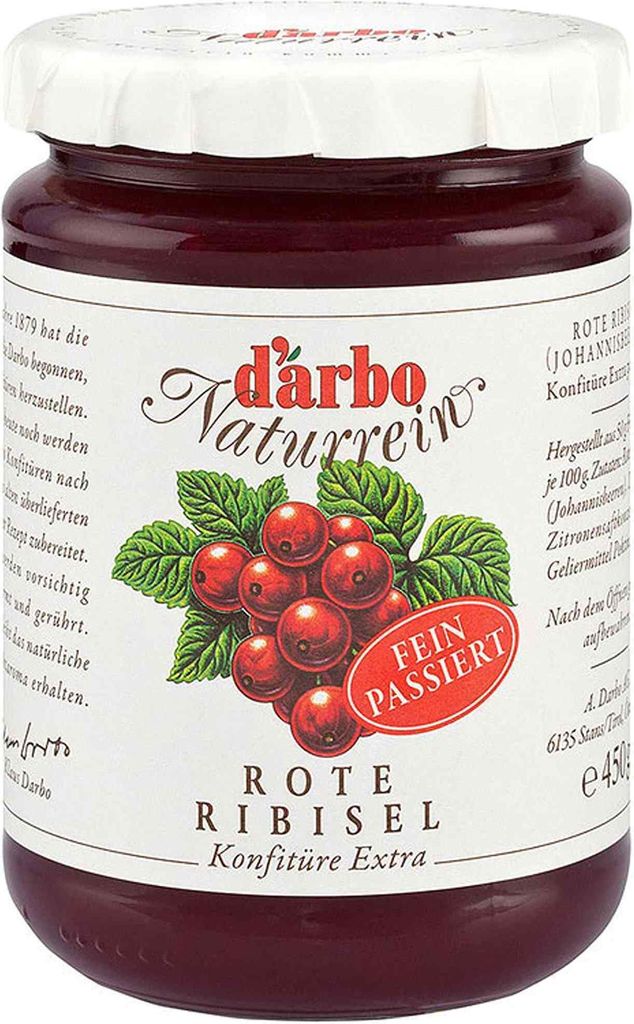 Darbo Naturrein Rote Ribisel (Johannisbeeren) Konfitüre Produktbild 