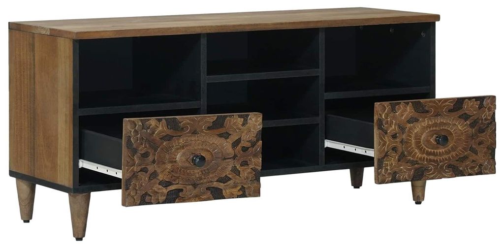 Eleganten-Stil TV-Schränk 1 pcs - TV-Regal/TV-Möbel - moderne Design - mit Regal Braun 100x33,5x46 cm Massivholz Mango - CD- & DVD-Regale - Möbel26