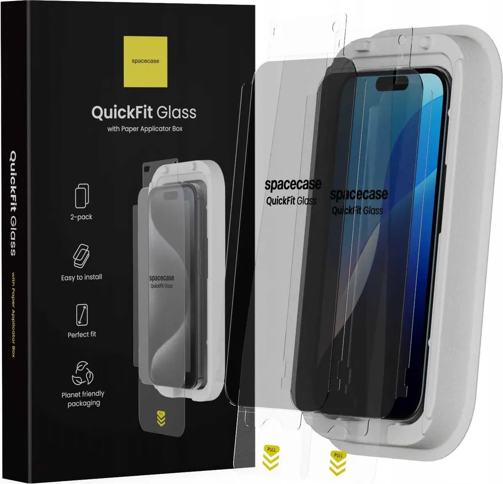 Protezione Privacy iPhone 16/15 SPACECASE QuickFit - 2 Vetri Temperati