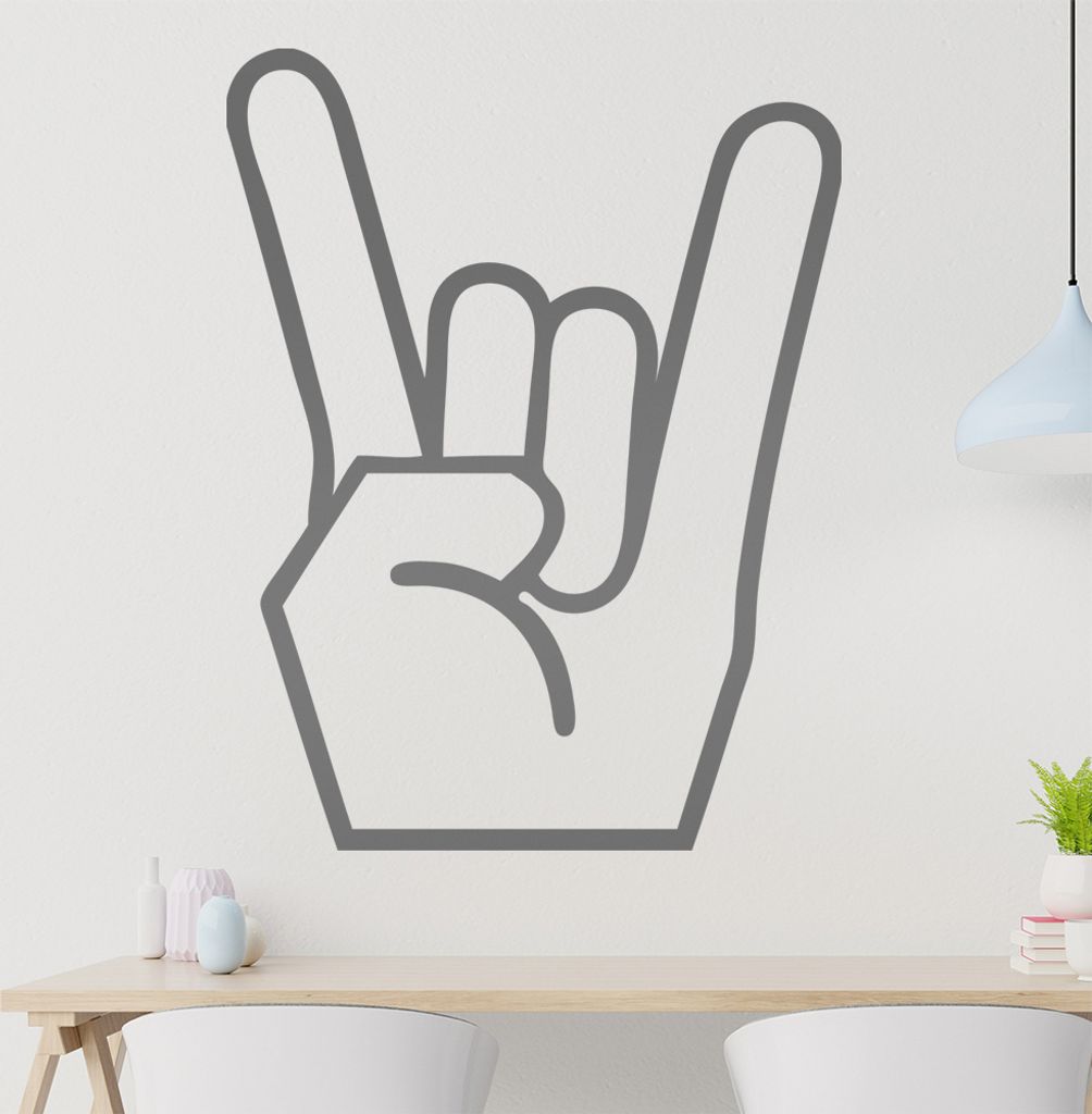 Hörner Handgruß Wandtattoo in 6 Größen - Wandaufkleber Wall Sticker - Dekoration, Küche, Wohnzimmer, Schlafzimmer, Badezimmer