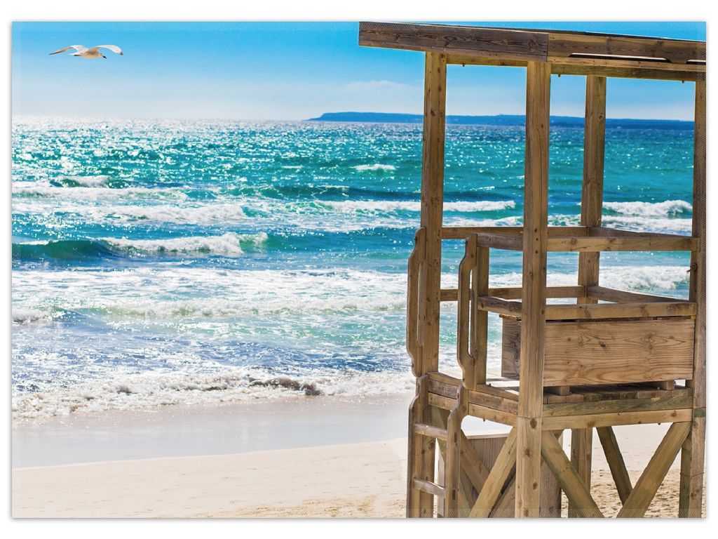Wallario Premium Teppich, Größe 50 x 70 cm, Badestrand - Mallorca Spanien