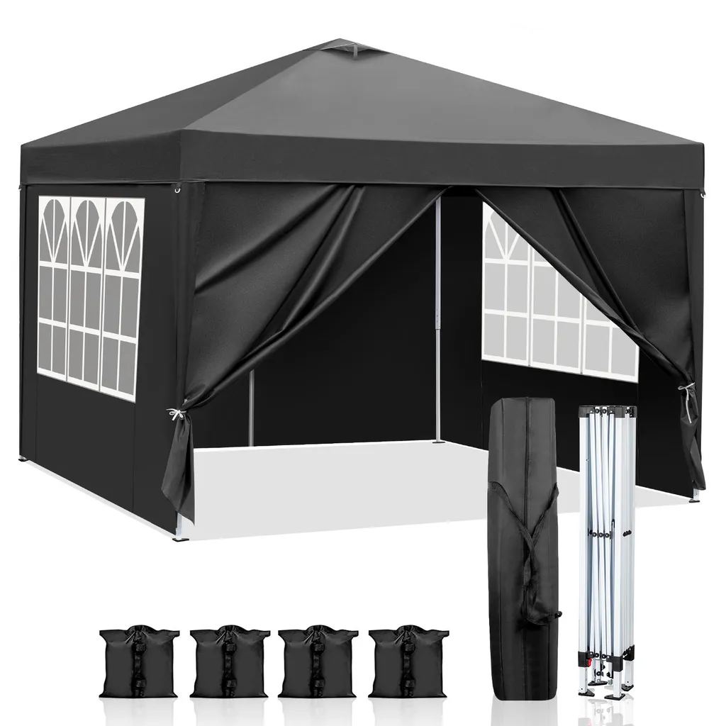 FCH 3x3M Gazebo Impermeabile Pop-up con Pareti Laterali e Sacchi Sabbia