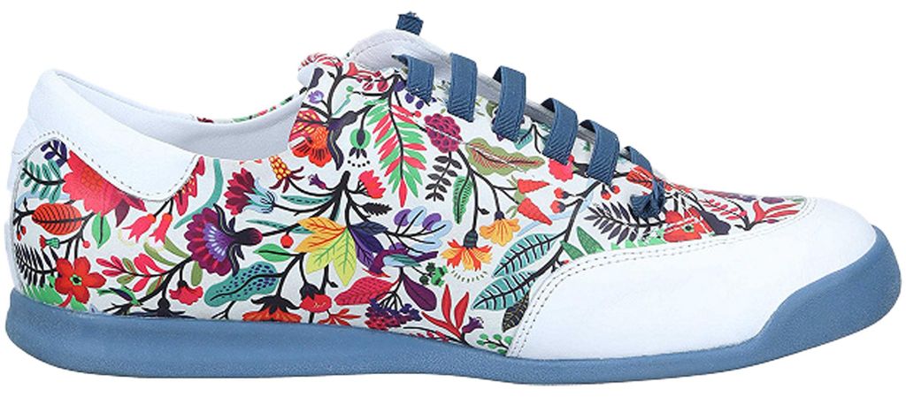 Manitu Damen Slipper aus Leder mit Blumenmuster und Produktbild 