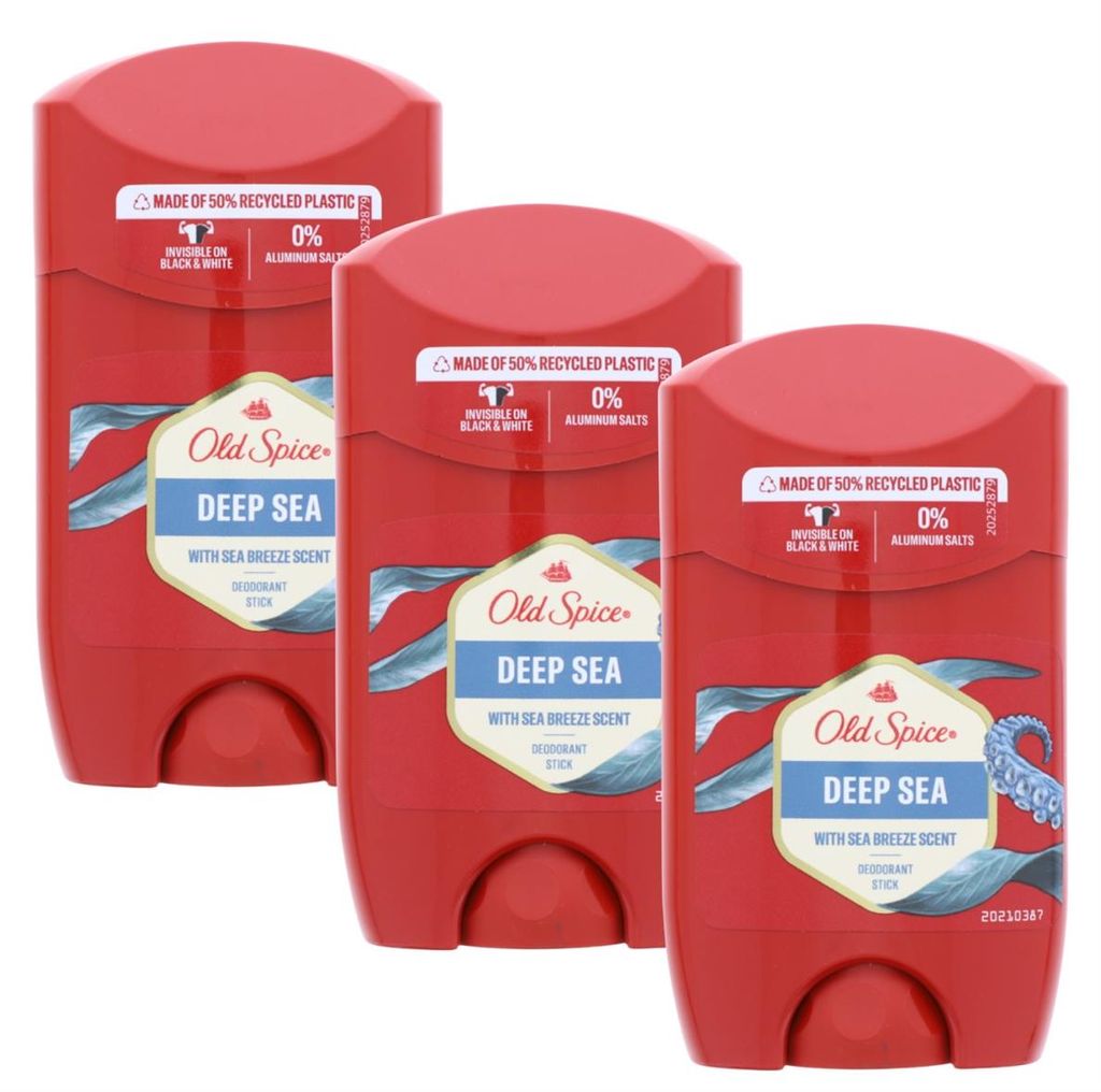 3 x Old Spice Deep Sea Deostick für Männer je 50ml Frischer Duft 48H Schutz & Pflege