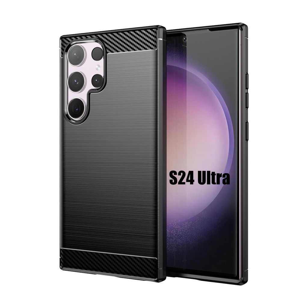Carbon Hülle für Samsung Galaxy S24 Ultra Handyhülle Back Cover Handy Tasche