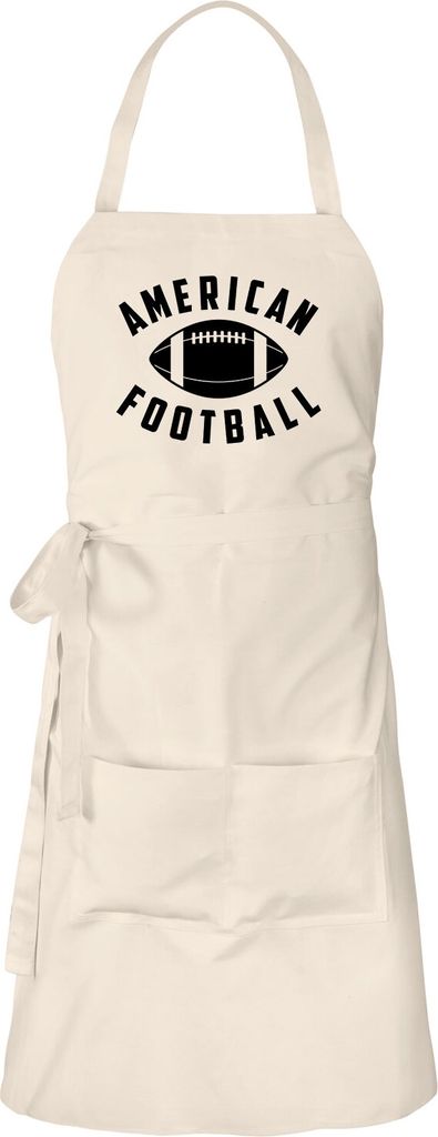 Huuraa Schürze American Football Ball Natur mit Taschen Baumwolle Kochschürze Geschenkidee