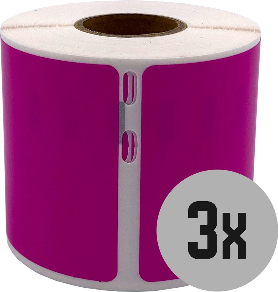 DULA Etiketten - Kompatibel mit Dymo Compatible labels - Roze - 99014 - S0722430 - Verzend- en naambadge etiketten - 3 rollen - 101 x 54 mm - 220 l...