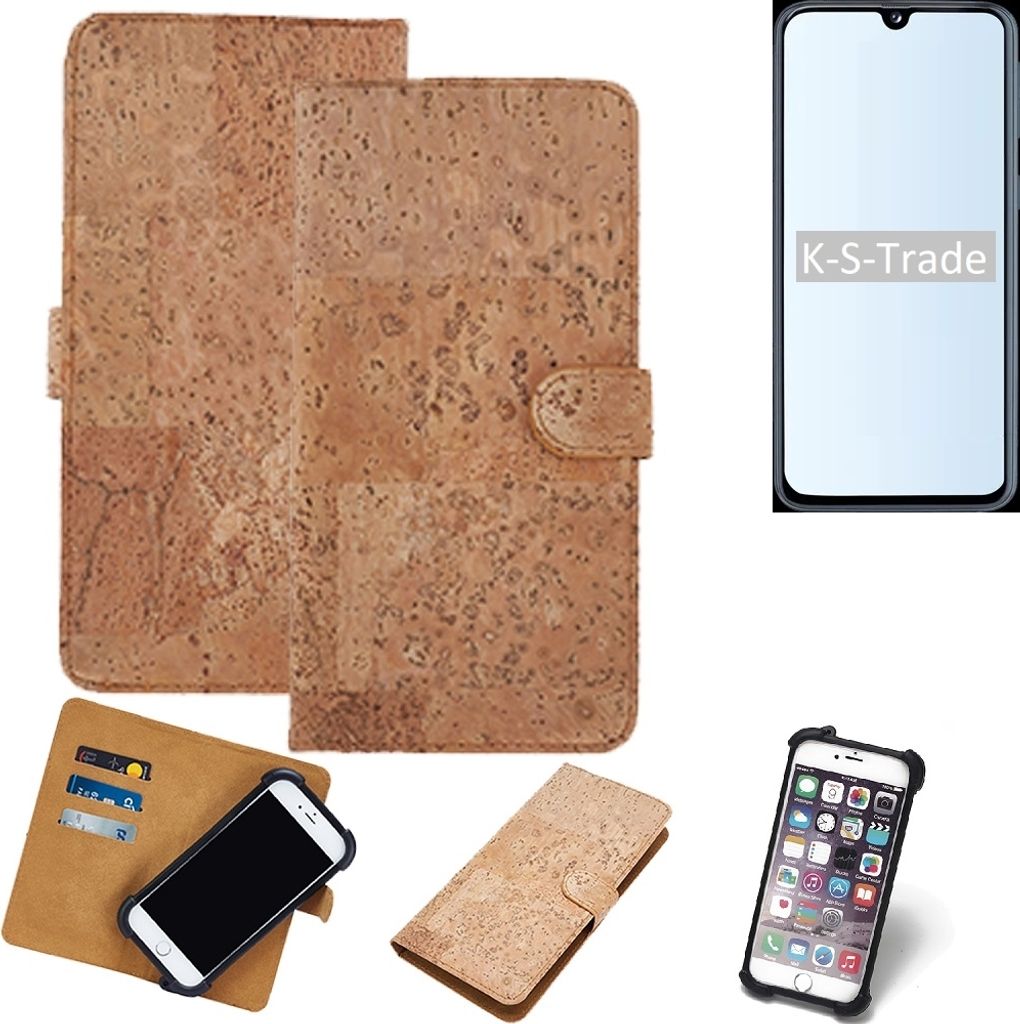 K-S-Trade Hülle kompatibel mit Samsung Galaxy A40 Kork Handyhülle Cover Schutzhülle TPU Case Bumper in Hellbraun, (1x)