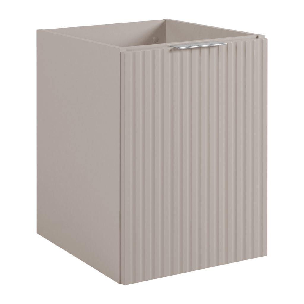 Rodan | Badezimmerschränke 40cm | Beige Matt - Holz | B/H/T 40/57/46 cm | Geriffelte Türen - Ohne Platte - 2 Ablagen - Badmöbel - Badschrank