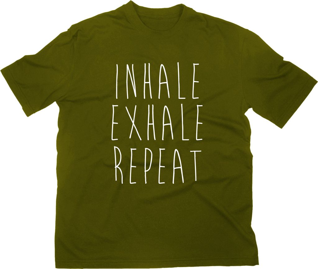 Styletex23 T-Shirt Inhale Exhale Repeat, Yoga Om Shiva Shakti Pilates, oliv, L