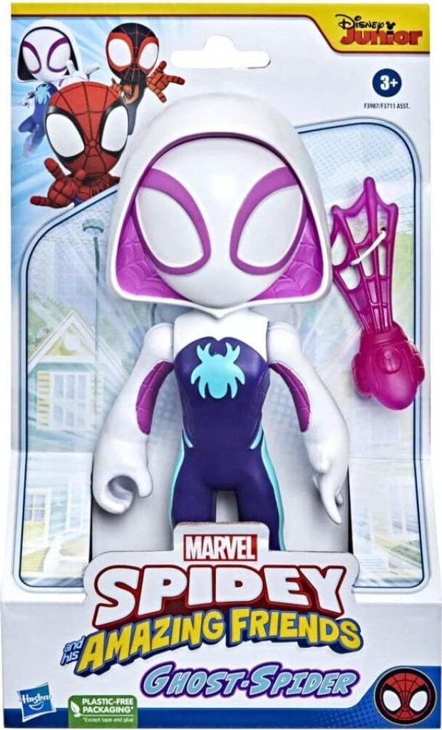 Product packaging for a Ghost-Spider action figure from Spidey and His Amazing Friends.