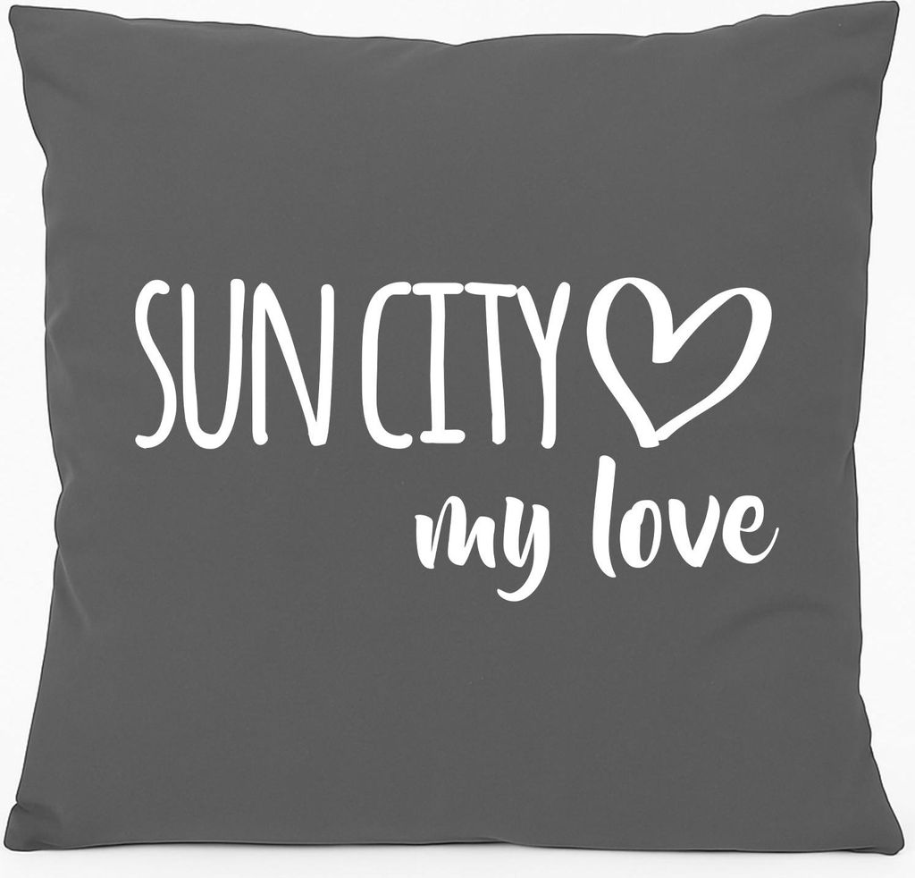 Huuraa Kissen Sun City my love 40x40cm mit Füllung Steel Grey Baumwolle Dekokissen Geschenkidee