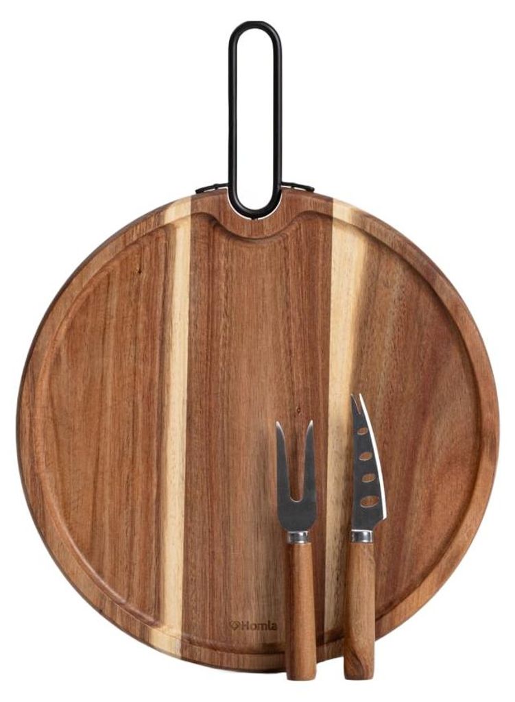 HOMLA MOOKA Servierbrett mit Messern 3 el, 40,5 cm