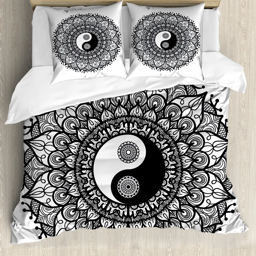 Set Copripiumino ABAKUHAUS Bohemian Mendi Art Grigio 200x200