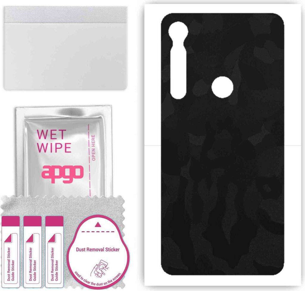 apgo Rückseite Schutzfolie, Skin, kompatibel mit Motorola One Macro, Hinten Displayschutzfolie aus Vinylfolie, kratzfest, einfache Montage - Schwa...