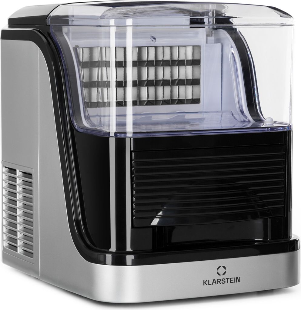 Klarstein Eiswürfelmaschine Klein, 2,5L Eiswürfelbereiter, Eiswürfelmaschine für 15kg Kleine & Große Eiswürfel, Schnelle Mini-Eiswürfelmasch...