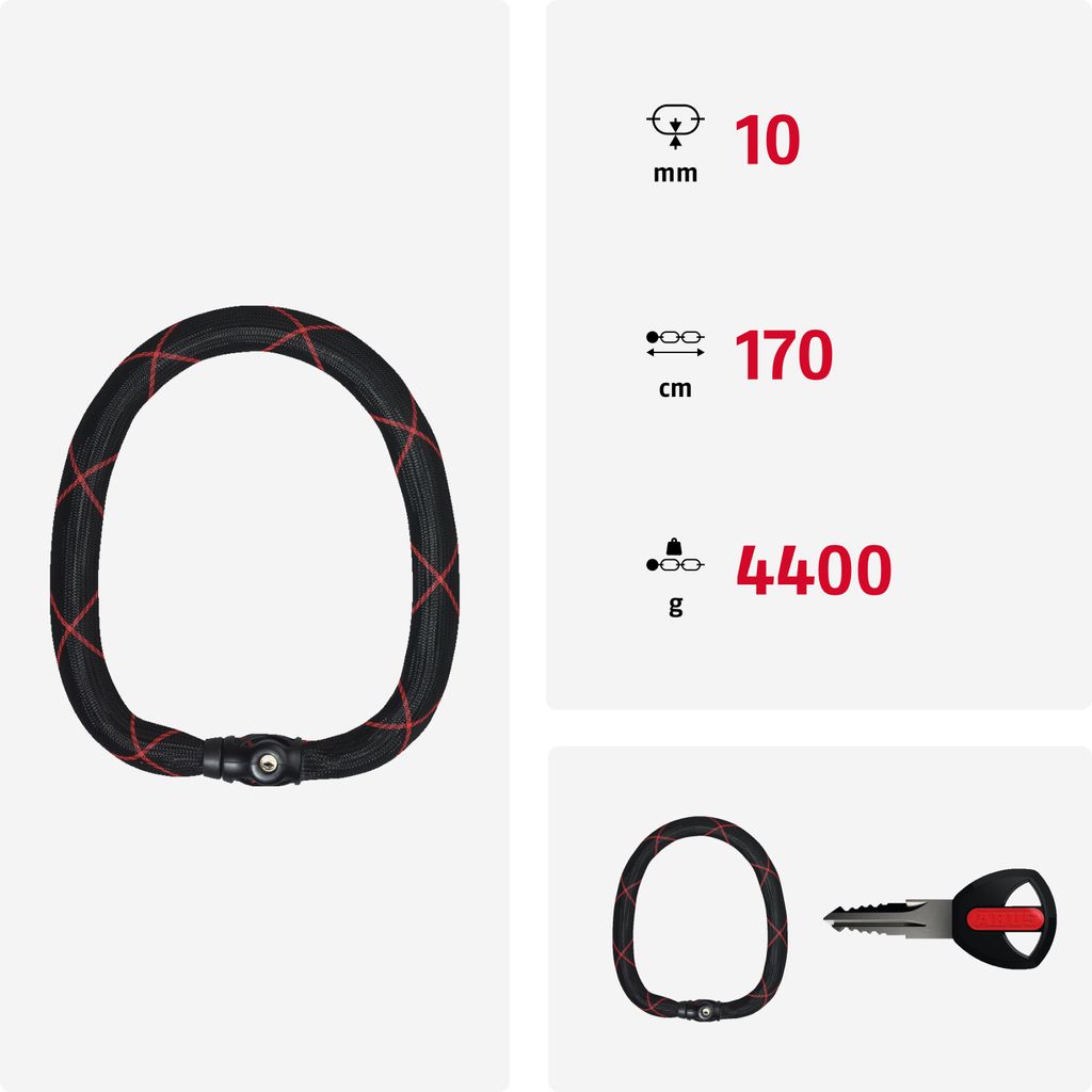 ABUS Lucchetto A Catena Tresor 1385 - Combinazione In Acciaio Temprato Catena Quadrata Robusta Da 7 Mm Livello Di Sicurezza 110 Cm Arancio