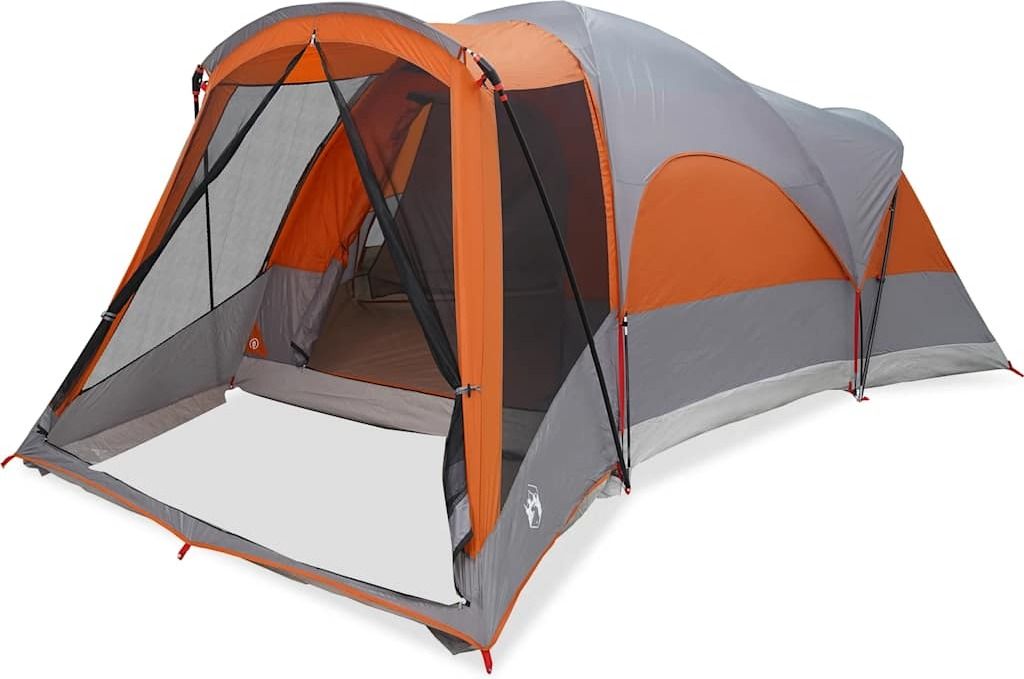 vidaXL Tunnel-Familienzelt 8 Personen Grau und Orange Wasserdicht