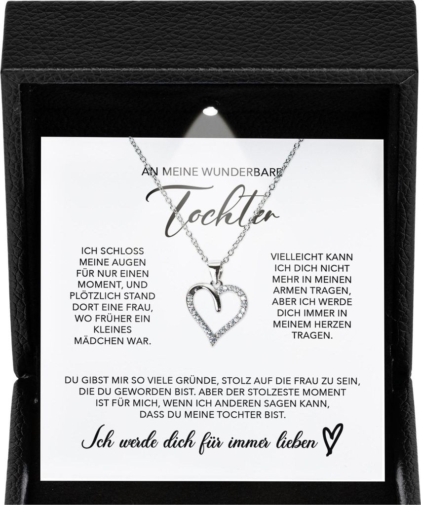22Feels Tochter Geschenk von Eltern - Mädchen Schmuck Frauen Silber 925/000 Herz Halskette - Konfirmation Firmung 18. Geburtstag Weihnachten Schul...