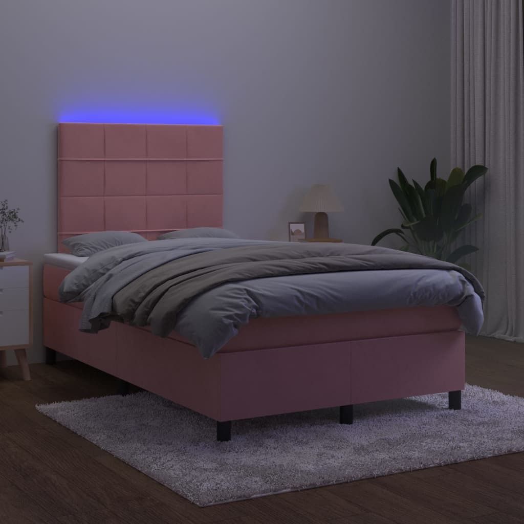 Maison Exclusive - Boxspringbett mit Matratze & LED Rosa 120x200 cm Samt
